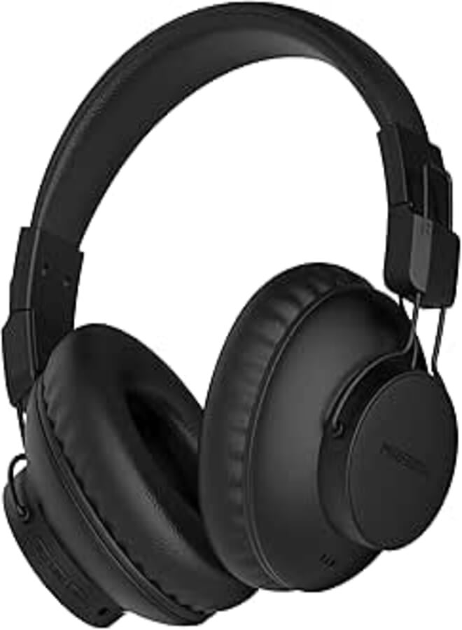 MediaTech Bluetooth Headphone,Bluetooth 5.3, USB-C Charging, Battery 300 mAh, ANC (Active Noise Cancelling), 40H Playtime, 2X Stronger Human Voice Reduction,Black, MT-H90, (1 Year Warranty)